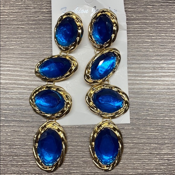 Jewelry - Gold and Blue Earrings